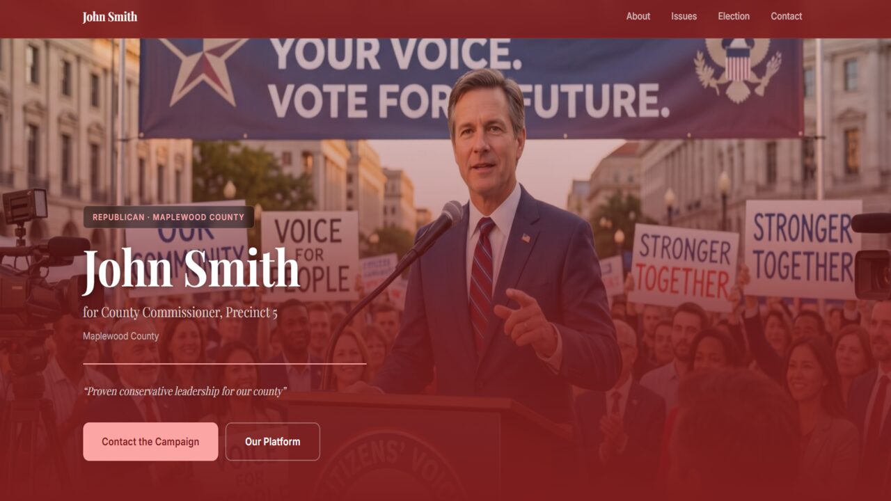 Campaign website on laptop